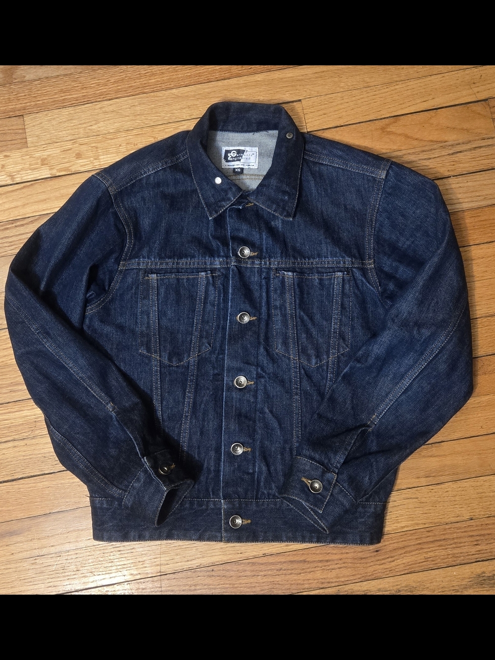 Engineered Garments Men's Dark Blue Denim Jacket - Classic Trucker Style. Xsmall